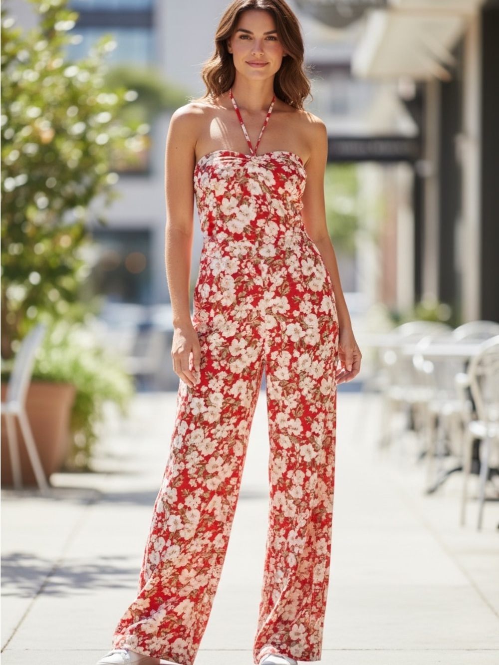American Eagle Floral Wide Leg Jumpsuit Romper Size XL